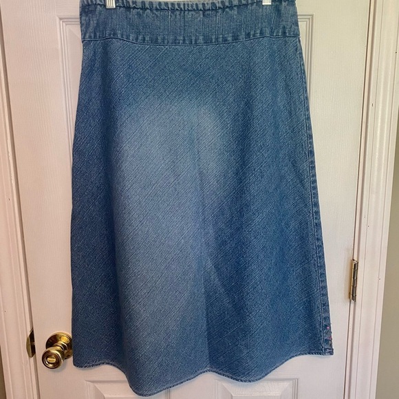 Vintage Studio West Sequined Embellished Blue Jean Denim Midi Skirt - Picture 5 of 10